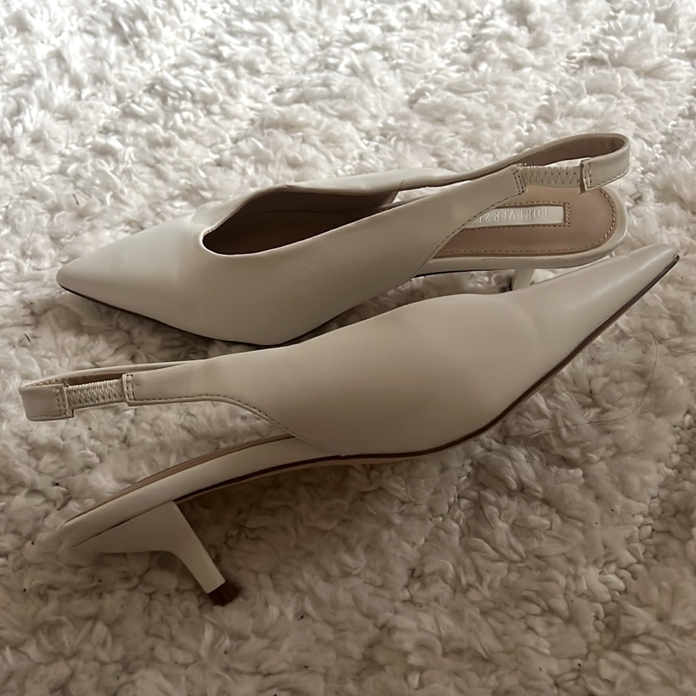 White kitten heels
